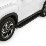 Пороги алюминиевые Rival Premium-Black для Hyundai Creta (2021-2025)