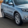 Пороги алюминиевые Black для Geely Atlas (2018-2021)