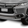 Защита переднего бампера d76+d57 Mitsubishi Pajero Sport (2016-2021)