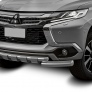 Защита переднего бампера d76+d57 с профильной защитой картера Mitsubishi Pajero Sport (2016-2021)