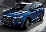 Пороги алюминиевые Premium для Hyundai Santa Fe (2018-2020)