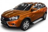 Пороги алюминиевые Silver для Lada Vesta универсал (2017-2024)