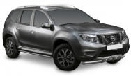 Защита переднего бампера d57+d42 с профильной защитой картера Nissan Terrano (2014-2023)