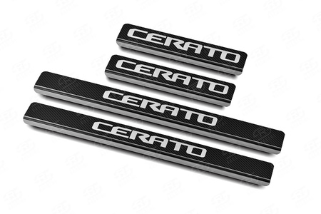 Накладки на пороги карбон с надписью RUSSTAL для Kia Cerato (2018-2025) KICER18-06