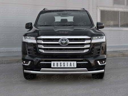 Защита переднего бампера d63 секции d75x42 дуга RUSSTAL Toyota Land Cruiser 300 70TH ANNIVERSARY (2021-2024) TLCZ-003635