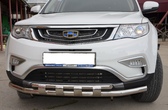 Защита переднего бампера двойная с перемычками UKO для Geely Atlas (2018-2021)