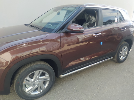 Защита штатного порога труба UKO для Hyundai Creta (2021-2025) HYC.21.32