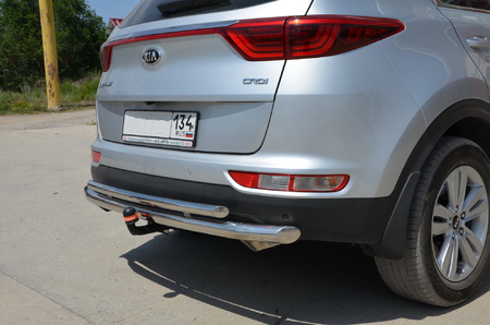 Защита заднего бампера двойная UKO для Kia Sportage (2016-2018) KSP.15.16