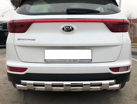Защита заднего бампера двойная с перемычками UKO для Kia Sportage (2016-2018) KSP.15.25