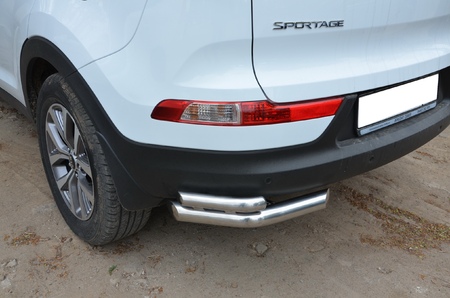 Защита заднего бампера угловая двойная UKO для Kia Sportage (2018-2021) KSP.18.20