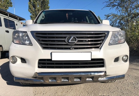Защита переднего бампера двойная с перемычками UKO для Lexus LX (2007-2012) LLX.570.07.75