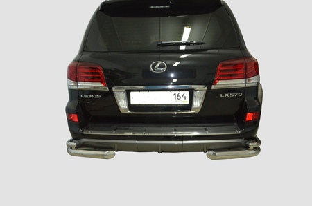Защита заднего бампера угловая двойная UKO для Lexus LX (2015-2022) LLX.570SP.14.20