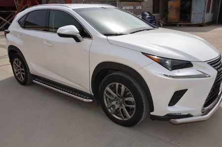 Пороги с накладным листом UKO для Lexus NX (2017-2021) LNX.200.17.41