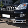 Защита переднего бампера тройная с защитой акула UKO для Toyota Land Cruiser Prado (2002-2009)
