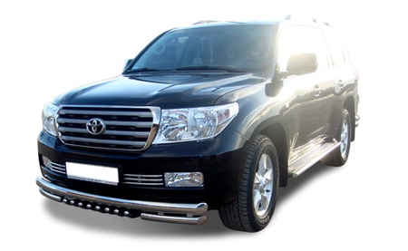 Защита переднего бампера тройная с защитой акула UKO для Toyota Land Cruiser 200 (2007-2012) TLC200.07.06