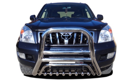 Защита переднего бампера скоба высокая + акула UKO для Toyota Land Cruiser Prado (2002-2009) TLCP120.03.08