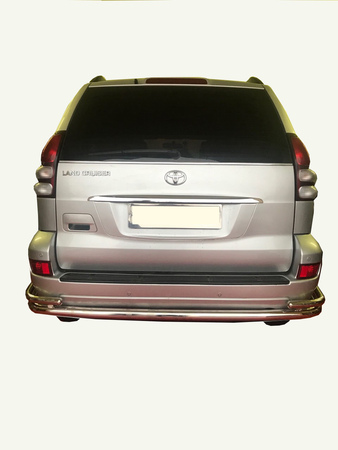 Защита заднего бампера угловая большая двойная UKO для Toyota Land Cruiser Prado (2002-2009) TLCP120.03.21