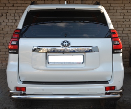 Защита заднего бампера угловая большая двойная UKO для Toyota Land Cruiser Prado (2017-2020) TLCP150.17.21