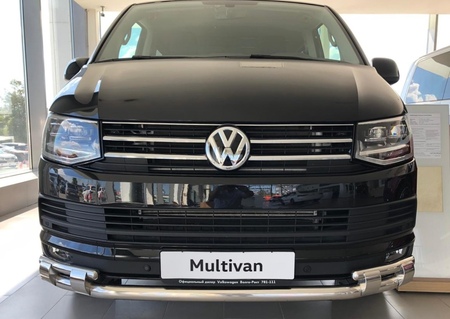 Защита переднего бампера двойная с перемычками UKO для Volkswagen Caravelle (2015-2020) VWT.15.75