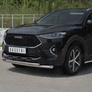 Защита переднего бампера d63 секции - d42 дуга RUSSTAL для Haval F7 (2019-2021)