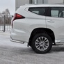 Защита заднего бампера уголки d63 секции RUSSTAL для Mitsubishi Pajero Sport (2021-2024)