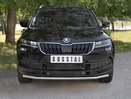 Защита переднего бампера d42 секции RUSSTAL для Skoda Karoq (2020-2024) SKKZ-003435