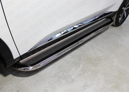 Пороги с площадкой нерж. лист 75х42 мм для Haval F7 (2022-2024) HAVF722-22