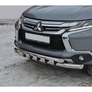 Защита переднего бампера двойная с пластинами UKO для Mitsubishi Pajero Sport (2016-2021)