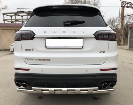 Защита заднего бампера двойная с перемычками UKO для Chery Tiggo 8 Pro Max (2022-2025) CTGPM.8.22.25