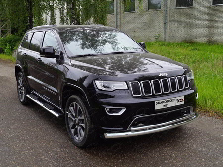 Защита переднего бампера двойная 76.1 / 42.4 мм ТСС для Jeep Grand Cherokee (2017-2022) GRCHER17-12
