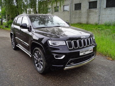 Защита переднего бампера овальная короткая 75х42 мм ТСС для Jeep Grand Cherokee (2017-2022) GRCHER17-17