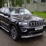 Защита переднего бампера овальная длинная 75х42 мм ТСС для Jeep Grand Cherokee (2017-2023)