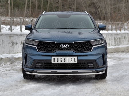 Защита переднего бампера d42 секции RUSSTAL для Kia Sorento (2020-2024) KSORZ-004012