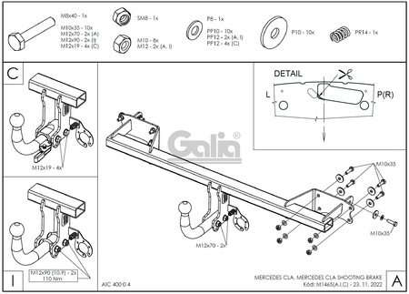 Фаркоп оцинкованный Galia для Mercedes-benz CLA-Class купе (2013-2019) M146A