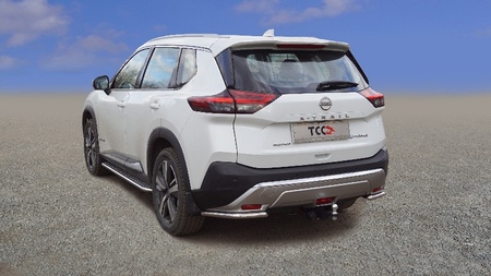 Защита заднего бампера уголки 42.4 мм ТСС для Nissan X-Trail hybrid (2022-2024) NISXTR24-06