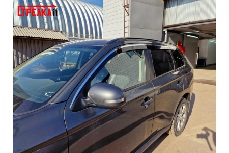 Дефлекторы боковых окон аэродинамические из 6-ти частей с хром молдингом Стрелка11 для Mitsubishi Outlander (2012-2023) 2D232-6C.S11