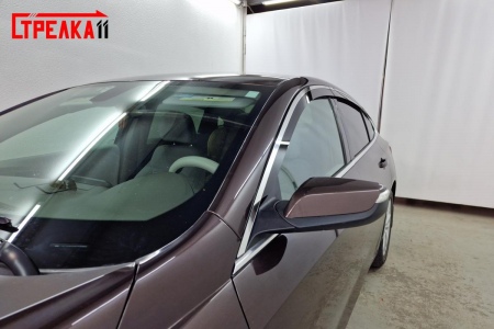 Дефлекторы боковых окон аэродинамические из 6-ти частей с хром молдингом Стрелка11 для Chevrolet Malibu (2015-2018) 2D118-6C.S11