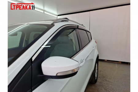 Дефлекторы боковых окон аэродинамические из 6-ти частей с хром молдингом Стрелка11 для Ford Kuga (2013-2020) 2D222-6C.S11