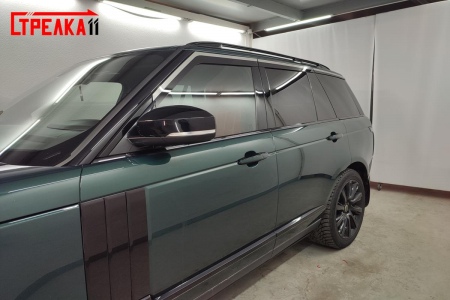 Дефлекторы боковых окон аэродинамические из 6-ти частей с хром молдингом Стрелка11 для Land Rover Range Rover (2012-2017) 2D082-6C.S11