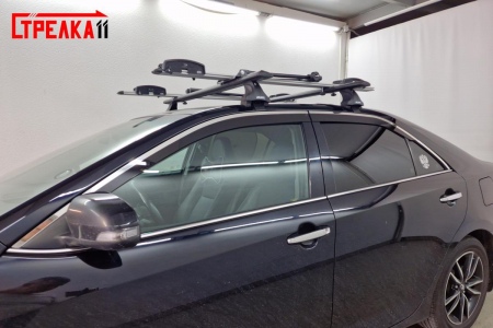 Дефлекторы боковых окон аэродинамические из 8-ми частей с хром молдингом Стрелка11 для Toyota Camry (2014-2018) 2D001-8C.S11