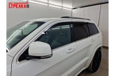 Дефлекторы боковых окон аэродинамические из 6-ти частей с хром молдингом Стрелка11 для Jeep Grand Cherokee под наклоном (2013-2022)