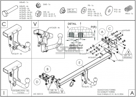 Фаркоп оцинкованный Galia для KGM Torres (2024-2025) S145A