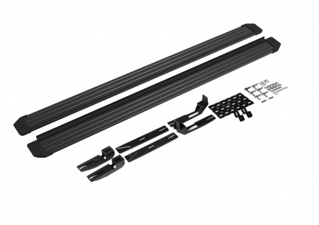 Пороги алюминиевые Slim Rival черные для Toyota RAV4 (2012-2019) S173ALB.5705.1