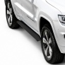 Пороги алюминиевые Slim Rival черные для Jeep Grand Cherokee (2010-2022)