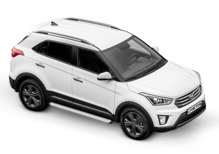 Пороги алюминиевые Slim Rival серебро для Hyundai Creta (2016-2021) S173AL.2310.1