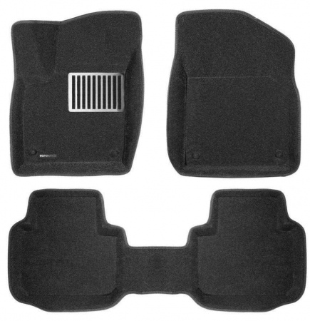 3D Коврики в салон черные Euromat3D LUX для Volkswagen Talagon 7 мест 2 ряда сидений (2021-2025) EM3D-005410