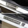 Накладки на пороги (лист шлифованный с надписью Solaris) Hyundai Solaris (2014-2017)