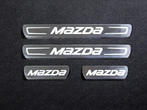 Накладки на пороги (лист шлифованный с надписью MAZDA) Mazda CX-5 (2015-2016)