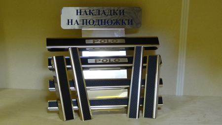Накладки на пороги karbon Volkswagen POLO 4D (2010-2020) 29-0996