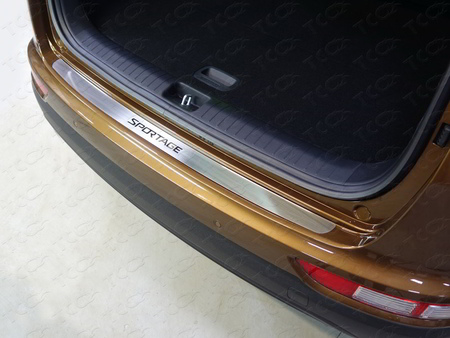 Накладки на задний бампер (шлифованная с надписью) Kia Sportage (2016-2018) KIASPORT16-05